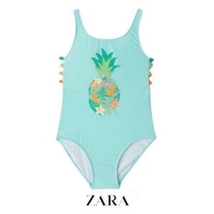 Zara girls tropical pineapple one 1 piece bathing swim suit Sz 13-14 years